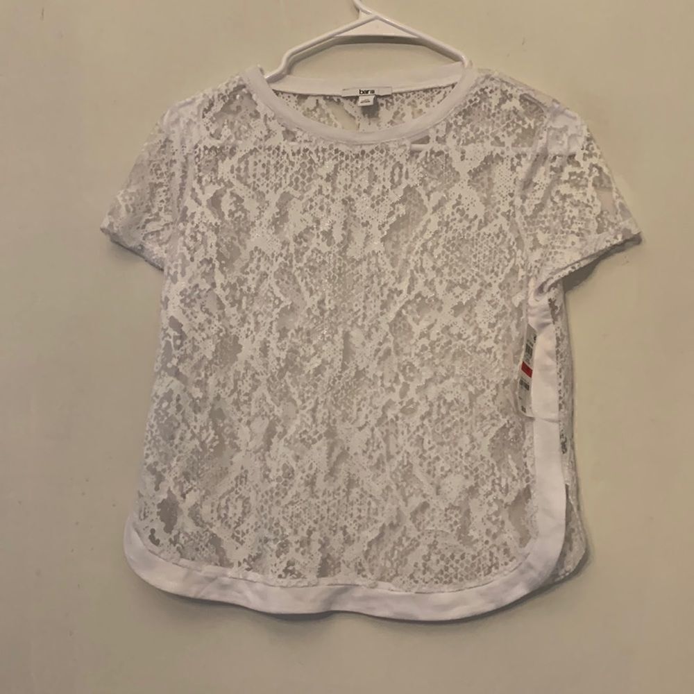 bar lll short sleeve white sheer tee Size XS NWT